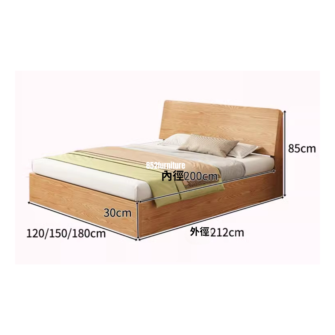 (包送貨安裝 | Delivery and Assembly Included) A455油壓木制大床 (hydraulic press bed frame)