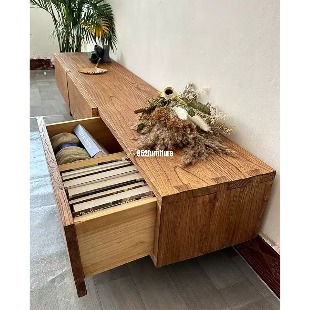 (包送貨安裝 | Delivery and Assembly Included) A456老榆木電視櫃 (Elm Tv Cabinet)