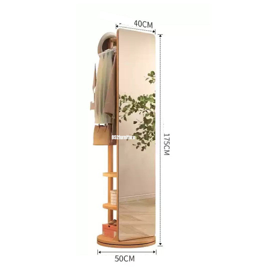 (包送貨安裝 | Delivery and Assembly Included) A469 實木旋轉全身鏡 (wooded rotating full-length mirror)