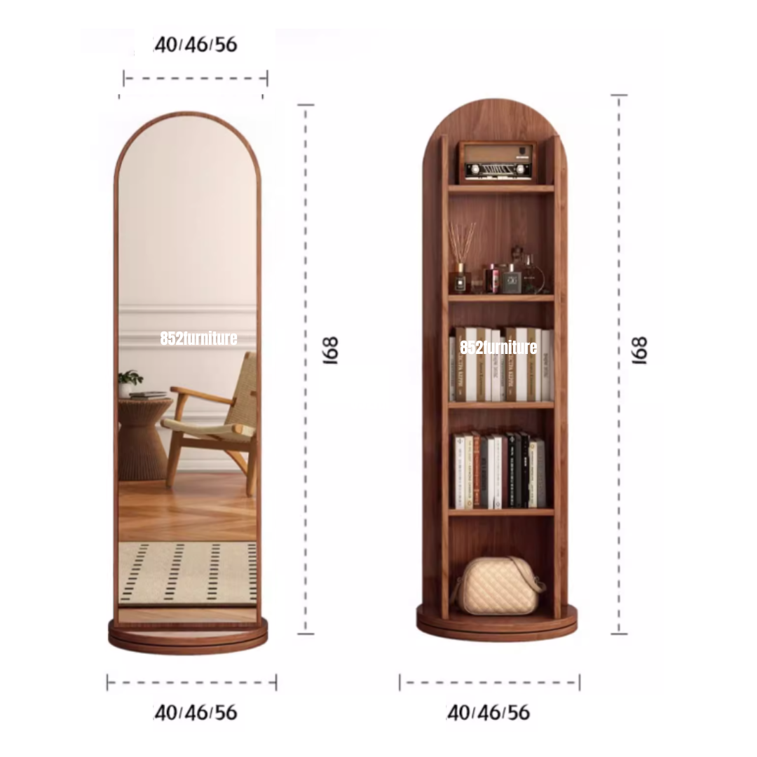 (包送貨安裝 | Delivery and Assembly Included) A493木制旋轉全身鏡 (Wooden rotating full-length mirror)