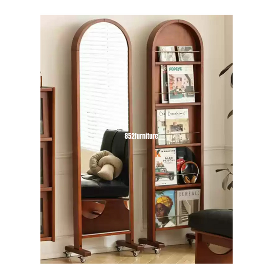 (包送貨安裝 | Delivery and Assembly Included) A494木制旋轉全身鏡 (wooded rotating full-length mirror)