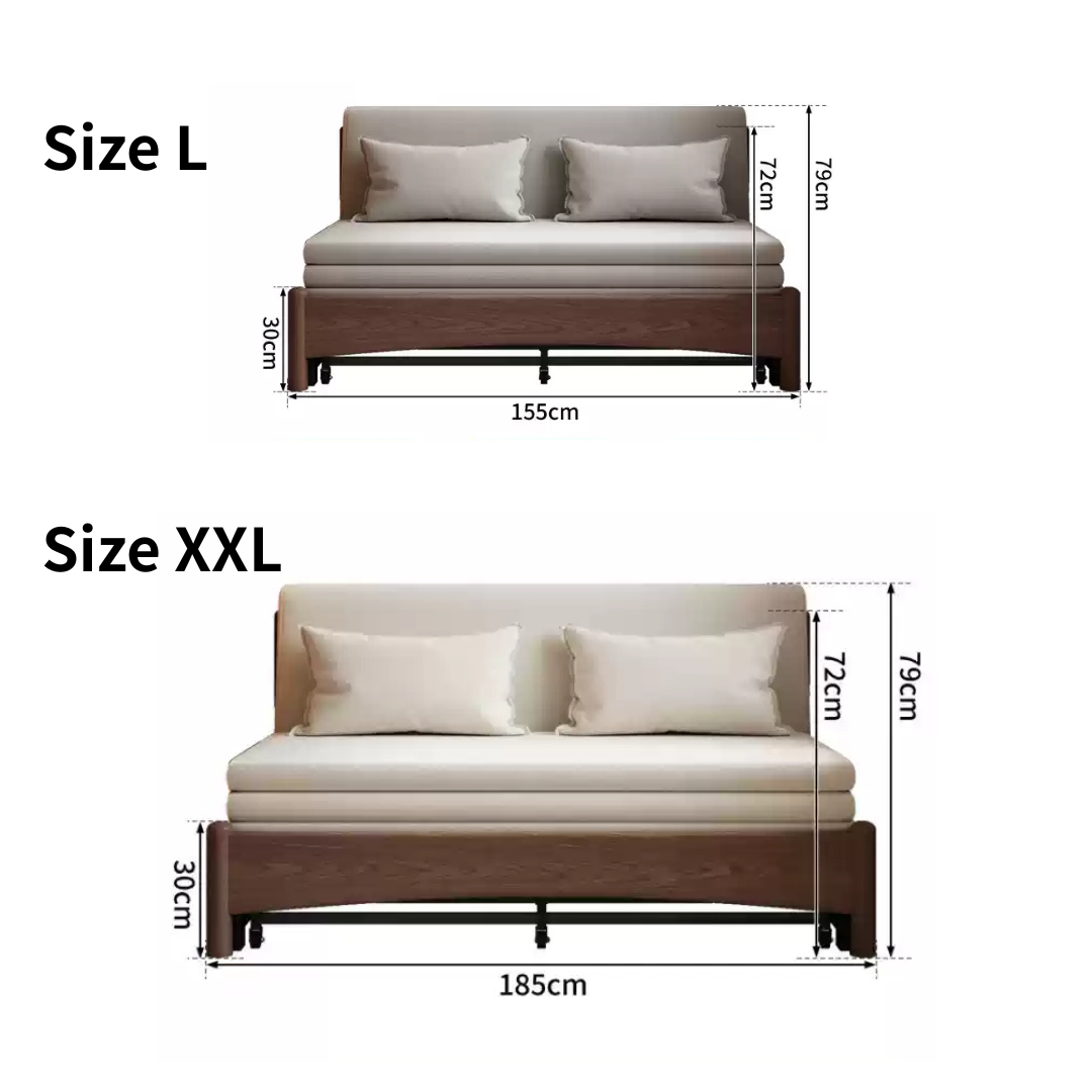 (包送貨安裝 | Delivery and Assembly Included)  A496日式布藝梳化床 (wooden fabric sofa bed)