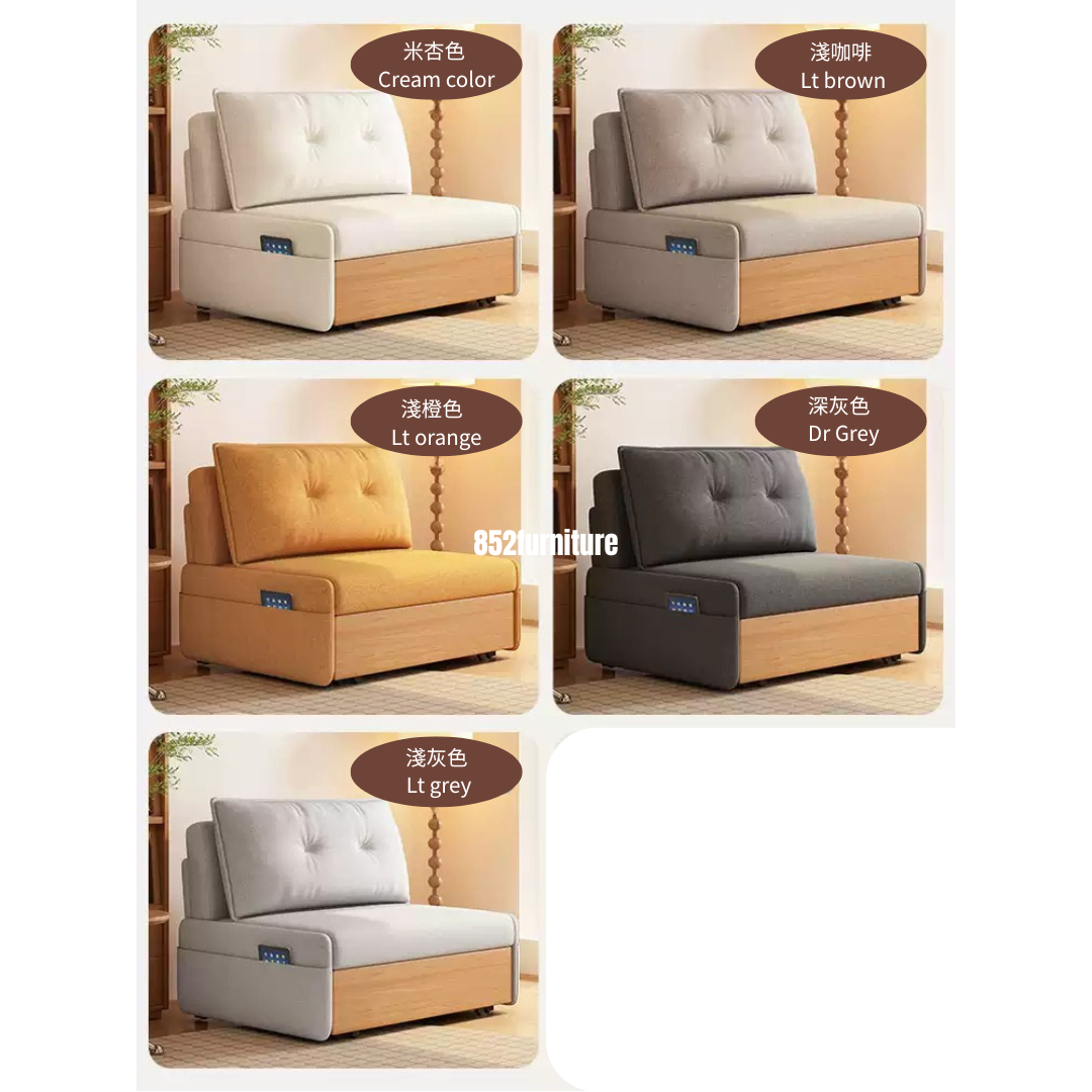 (包送貨安裝 | Delivery and Assembly Included) A495日式布藝梳化床 (wooden fabric sofa bed)