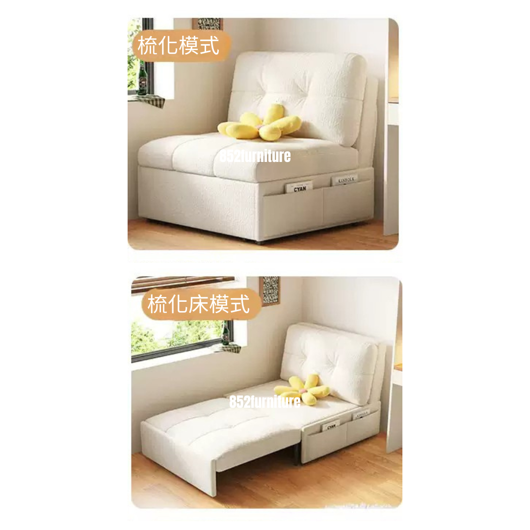 (包送貨安裝 | Delivery and Assembly Included) A498日式布藝梳化床 (Wooden fabric sofa bed)