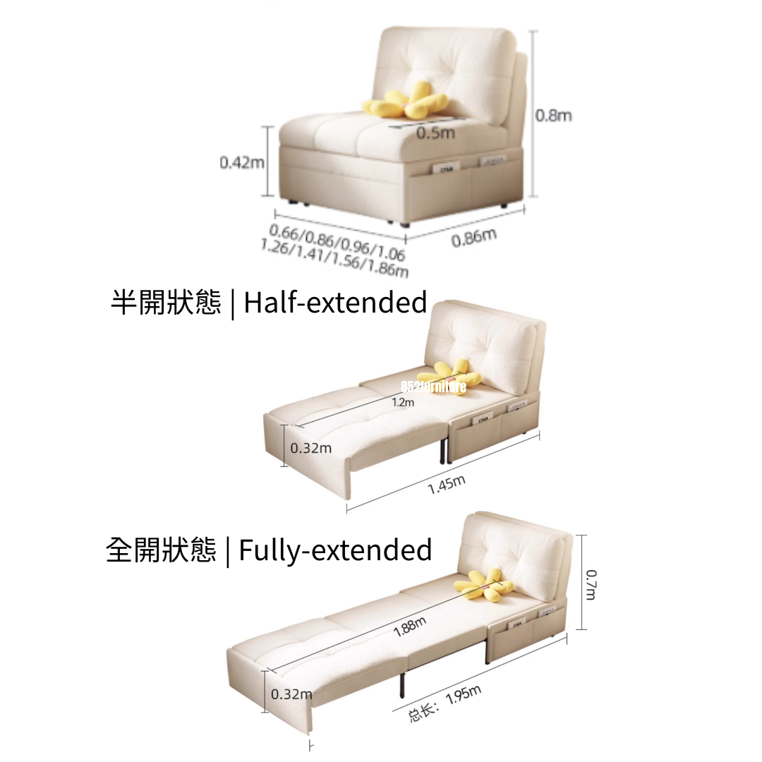 (包送貨安裝 | Delivery and Assembly Included) A498日式布藝梳化床 (Wooden fabric sofa bed)
