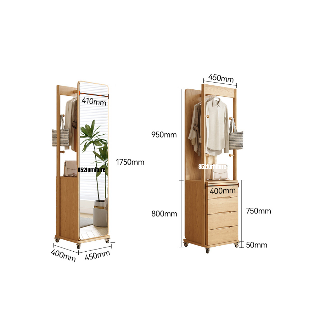 (包送貨安裝 | Delivery and Assembly Included) A371木制旋轉全身鏡 (wooden rotating full-length mirror)