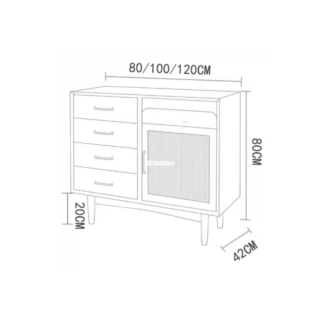 (包送貨安裝 | Delivery and Assembly Included) A437日式玻璃餐櫃 (Reeded glass sideboard)