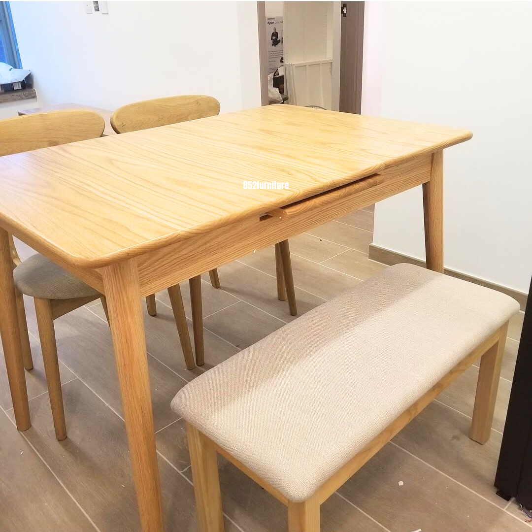 (包送貨安裝 | Delivery and Assembly Included) A438日式橡木申縮餐桌 (oak extendable dining table)