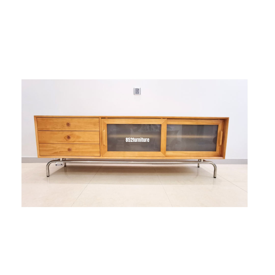 (包送貨安裝 | Delivery and Assembly Included)  A216金屬腳電視櫃 (solid wood tv cabinet)