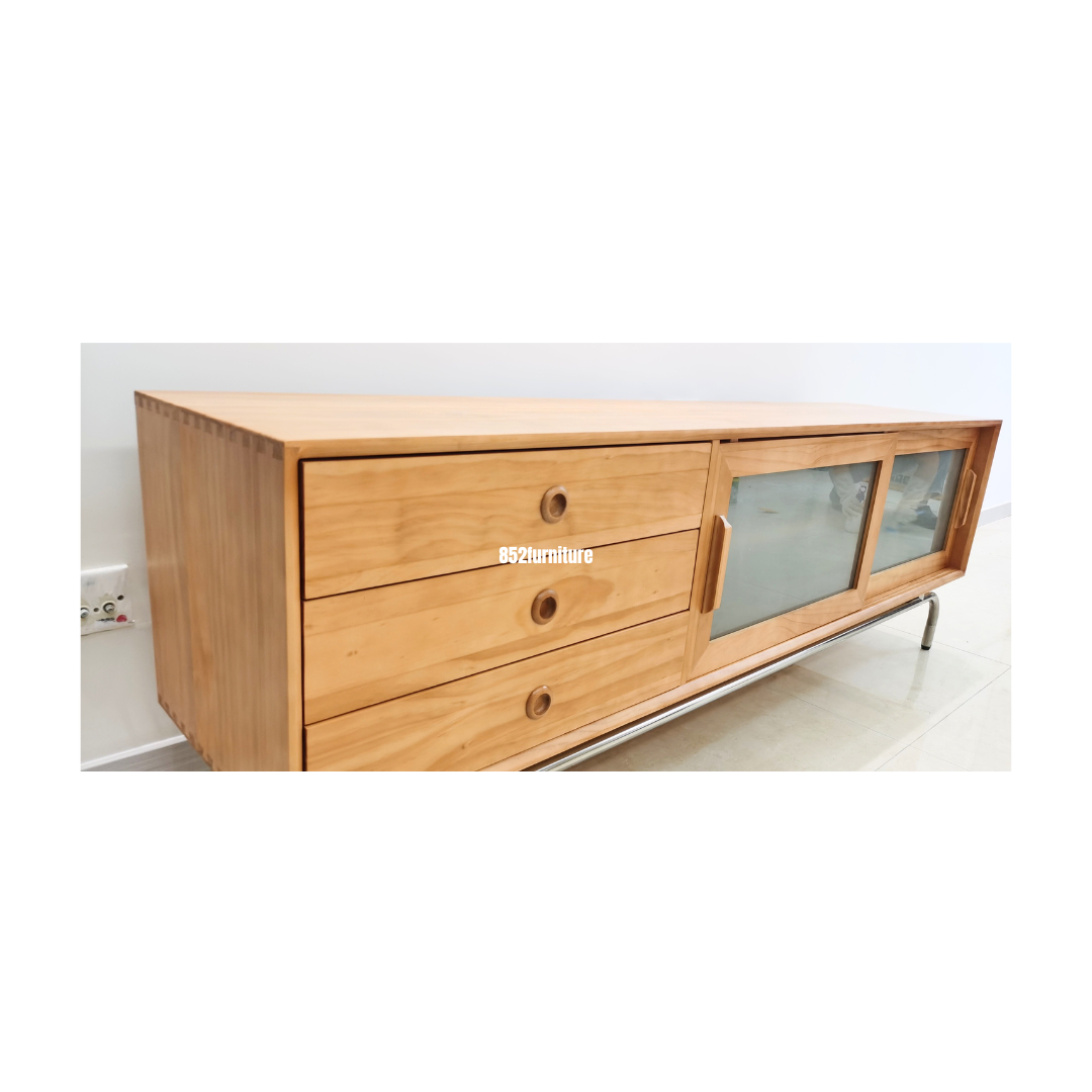 (包送貨安裝 | Delivery and Assembly Included)  A216金屬腳電視櫃 (solid wood tv cabinet)