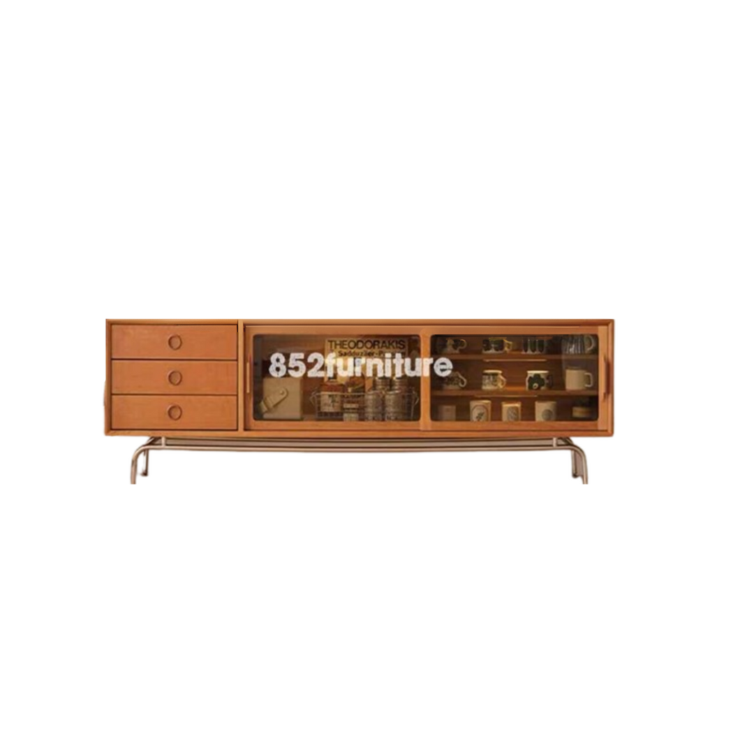 (包送貨安裝 | Delivery and Assembly Included)  A216金屬腳電視櫃 (solid wood tv cabinet)