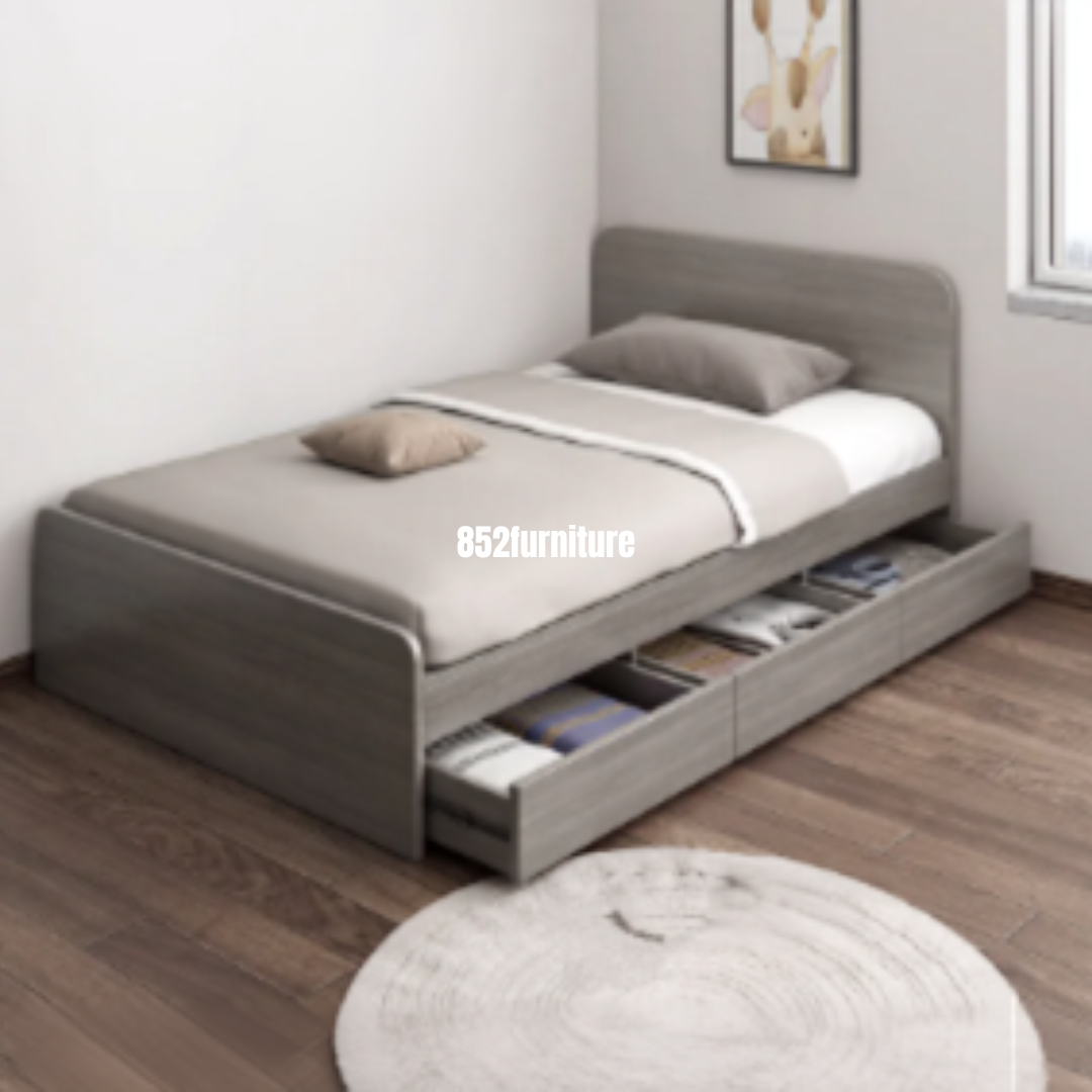 (包送貨安裝 | Delivery and Assembly Included) A636 木制櫃筒大床 (Wooden cabinet-style bed)