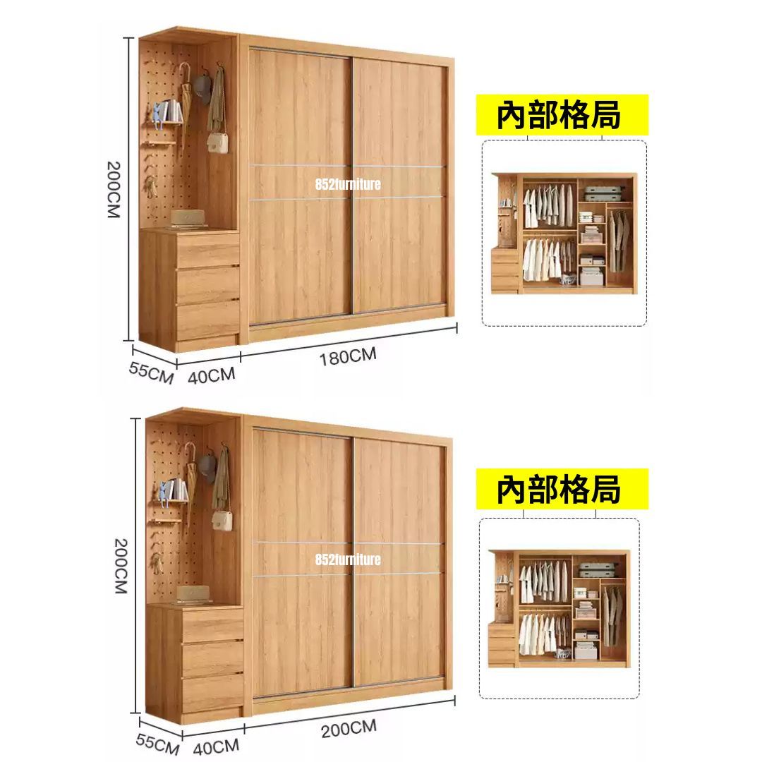 (包送貨安裝 | Delivery and Assembly Included) A528 趟門衣櫃 (Wooden sliding door wardrobe)