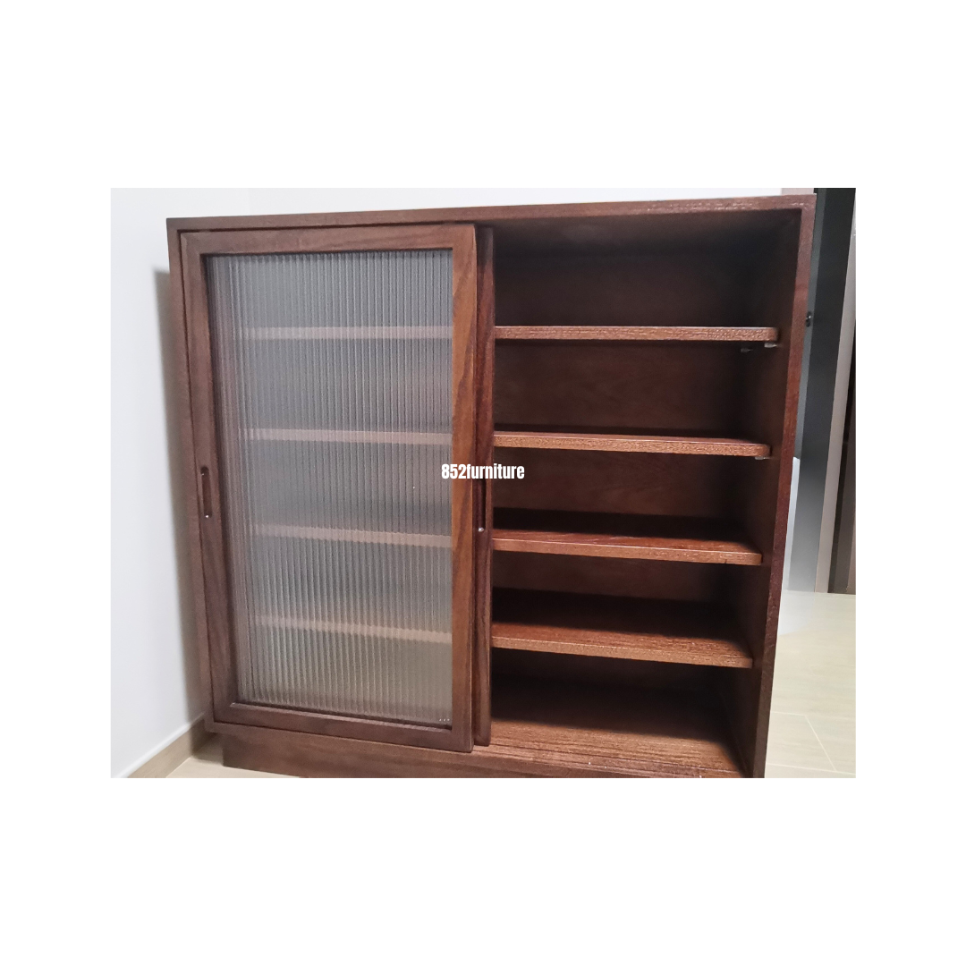(包送貨安裝 | Delivery and Assembly Included) A532橡木長虹玻璃餐邊櫃 (Reeded glass dining sideboard)