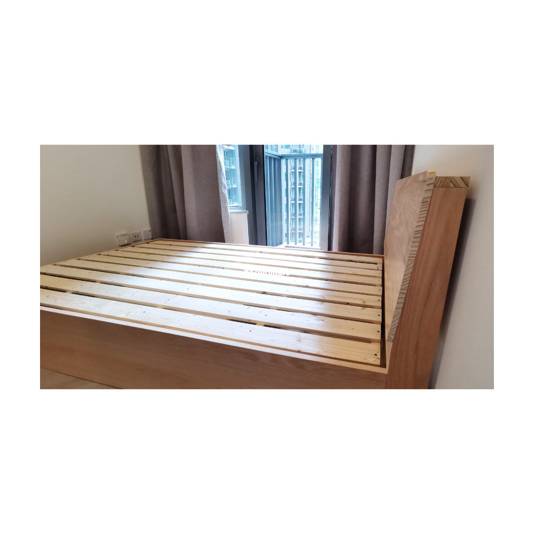 (包送貨安裝 | Delivery and Assembly Included) A455油壓木制大床 (hydraulic press bed frame)
