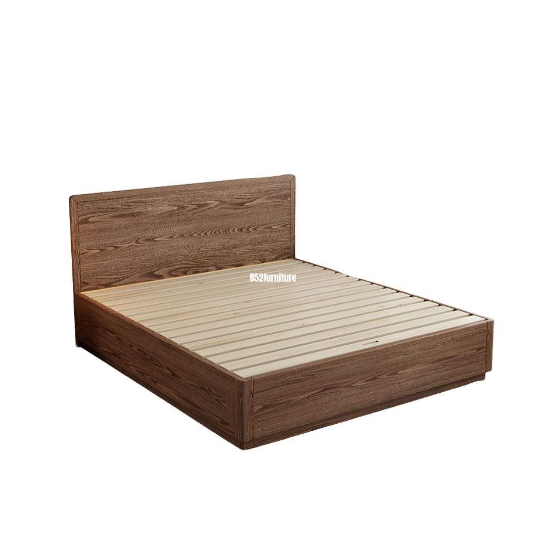(包送貨安裝 | Delivery and Assembly Included) A548油壓白蠟木大床 (hydraulic press bed frame)