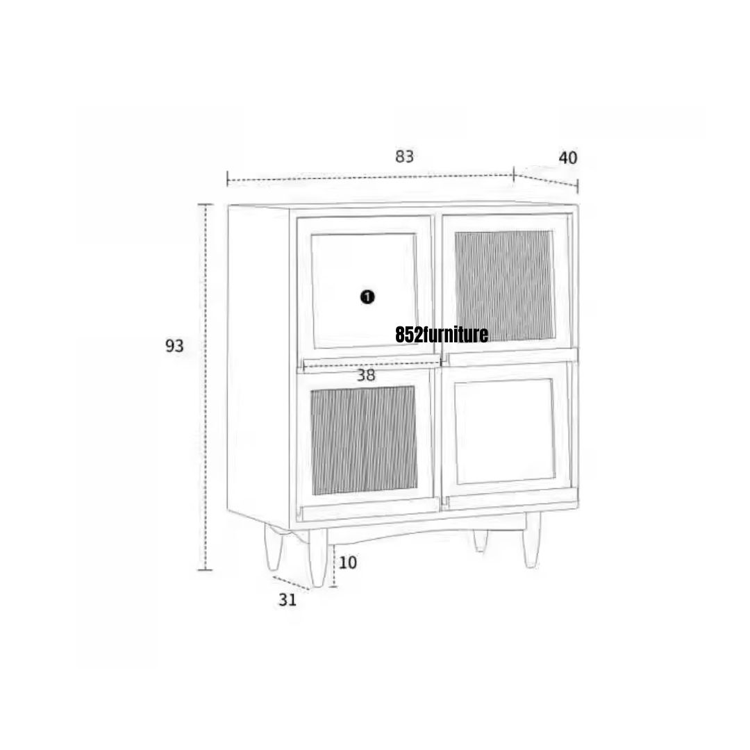 (包送貨安裝 | Delivery and Assembly Included) A562日式長虹玻璃書櫃 (Reeded glass bookcase)