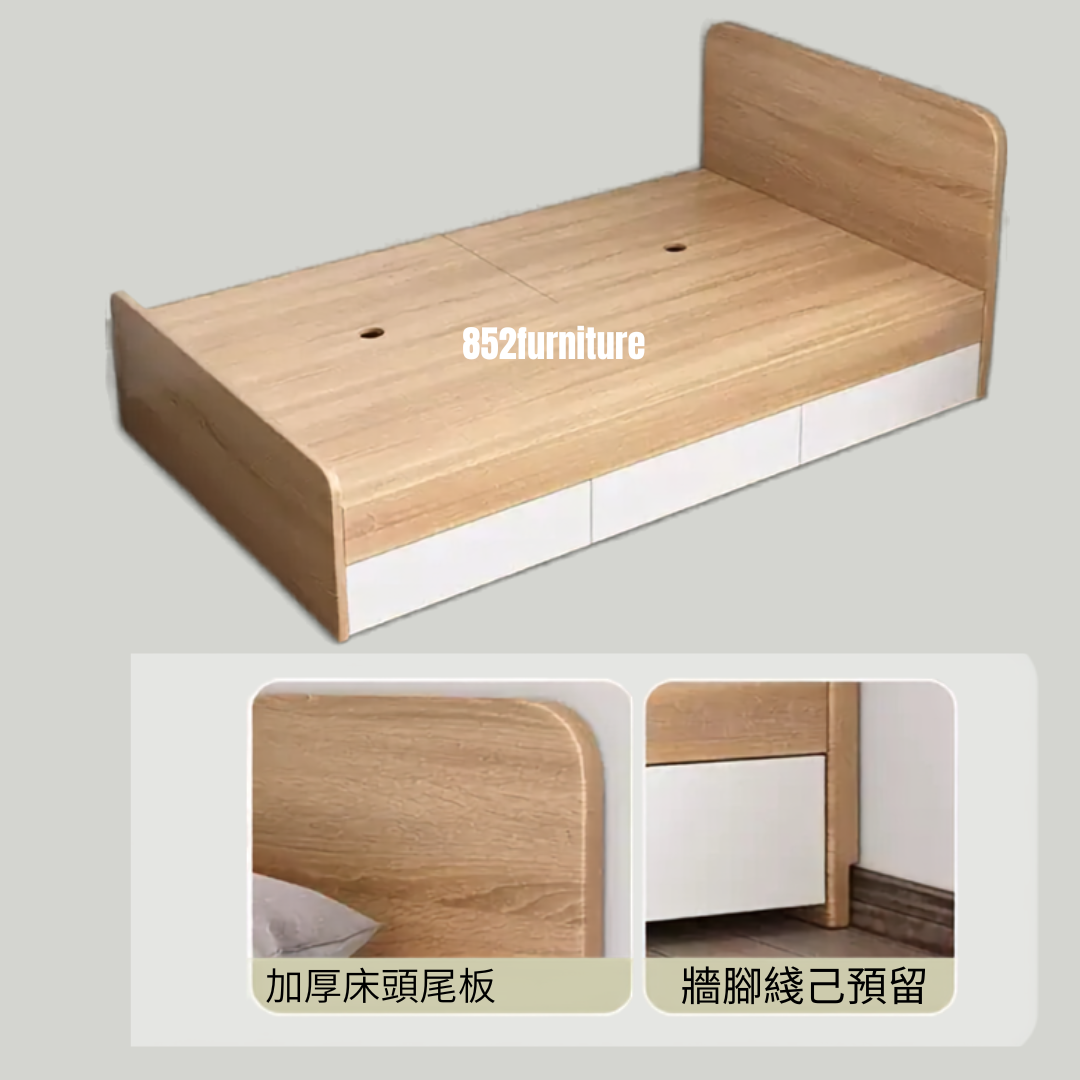 (包送貨安裝 | Delivery and Assembly Included) A636 木制櫃筒大床 (Wooden cabinet-style bed)