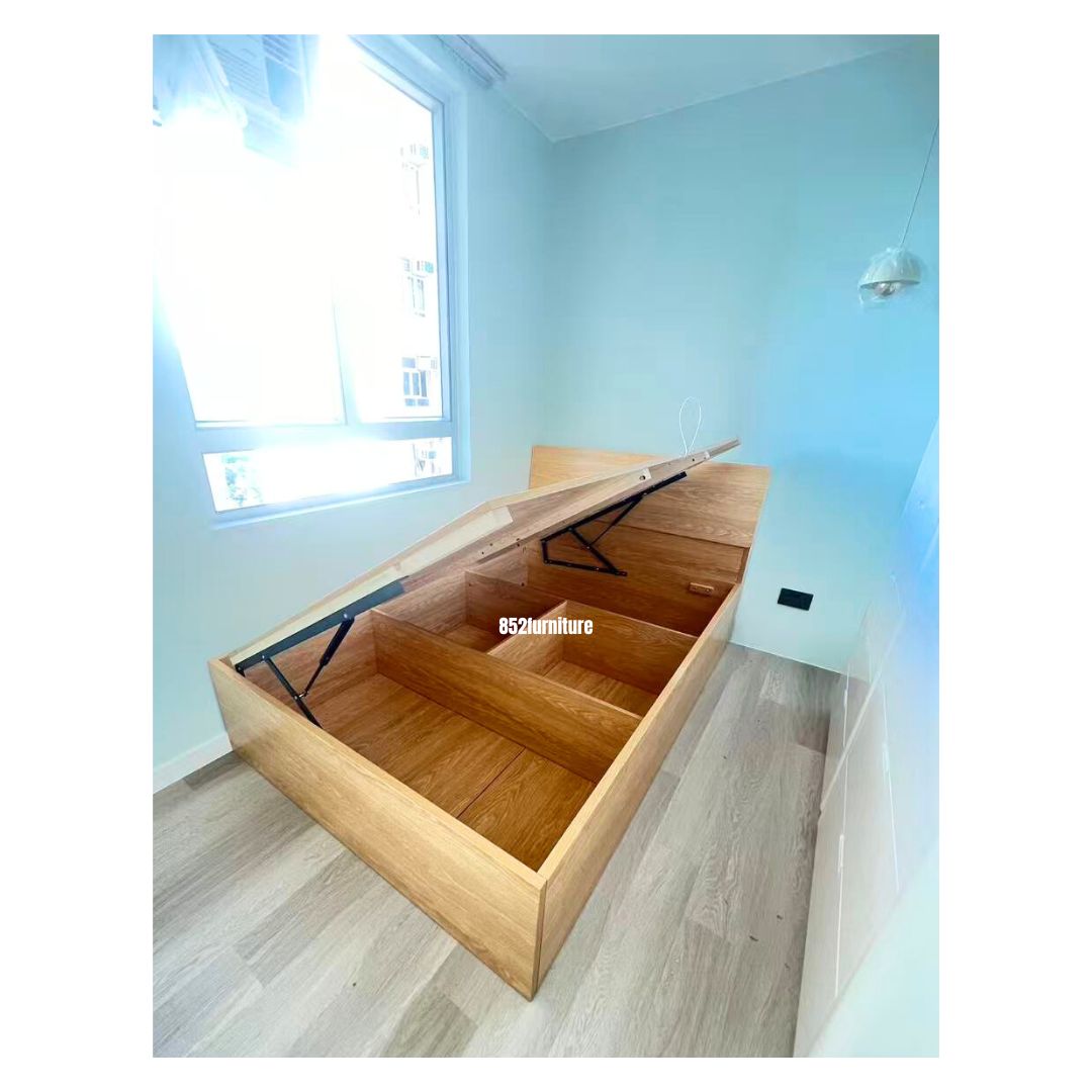 (包送貨安裝 | Delivery and Assembly Included) A584油壓木大床 (wooden hydraulic press bed frame)