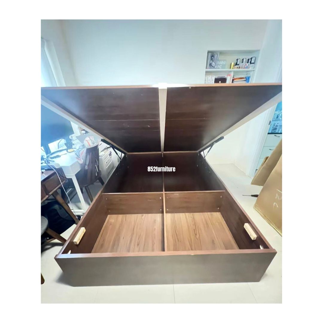 (包送貨安裝 | Delivery and Assembly Included) A584油壓木大床 (wooden hydraulic press bed frame)
