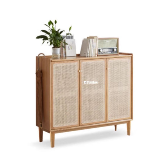 (包送貨安裝 | Delivery and Assembly Included) A586藤織面三門鞋櫃 (rattan shoe cabinet)