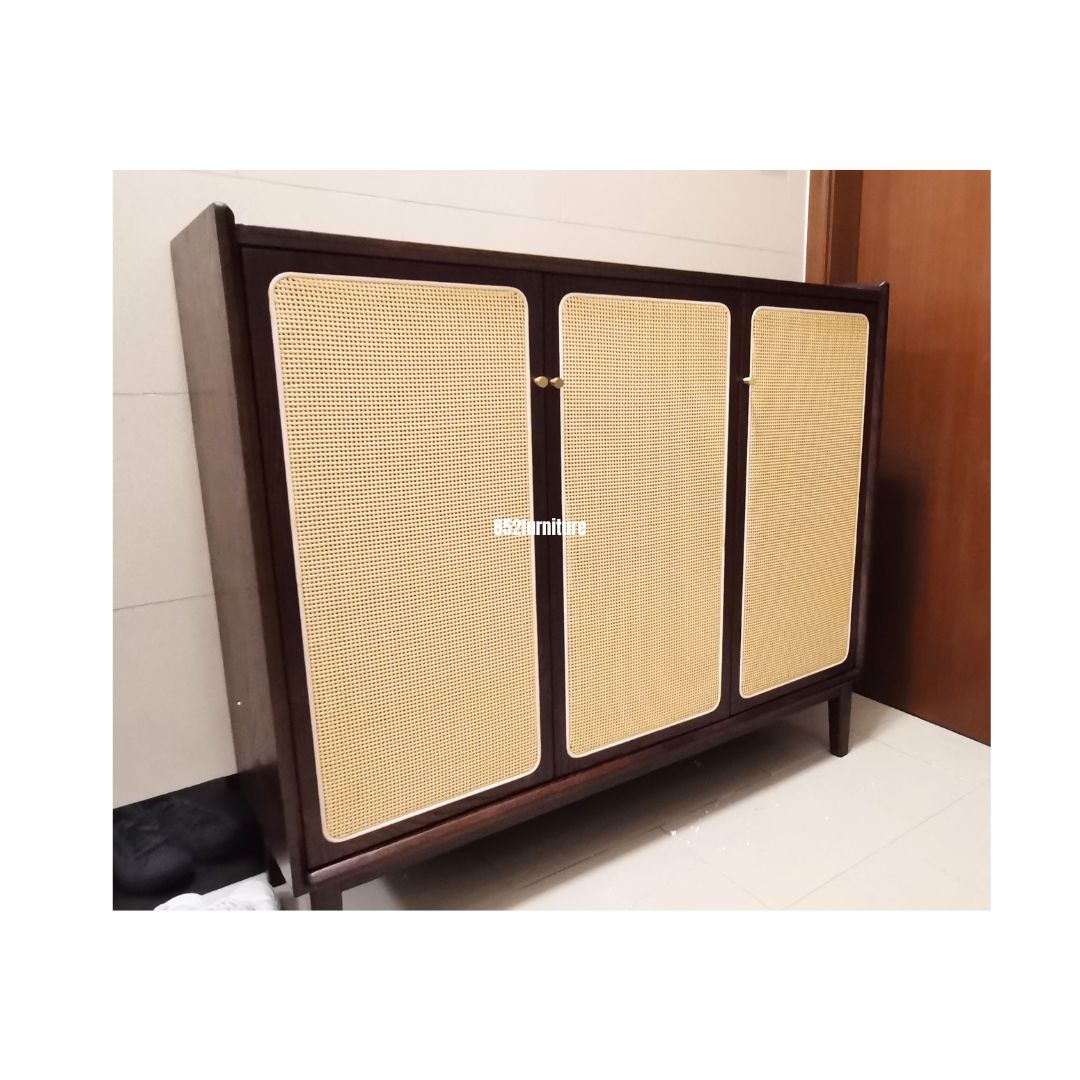 (包送貨安裝 | Delivery and Assembly Included) A586藤織面三門鞋櫃 (rattan shoe cabinet)