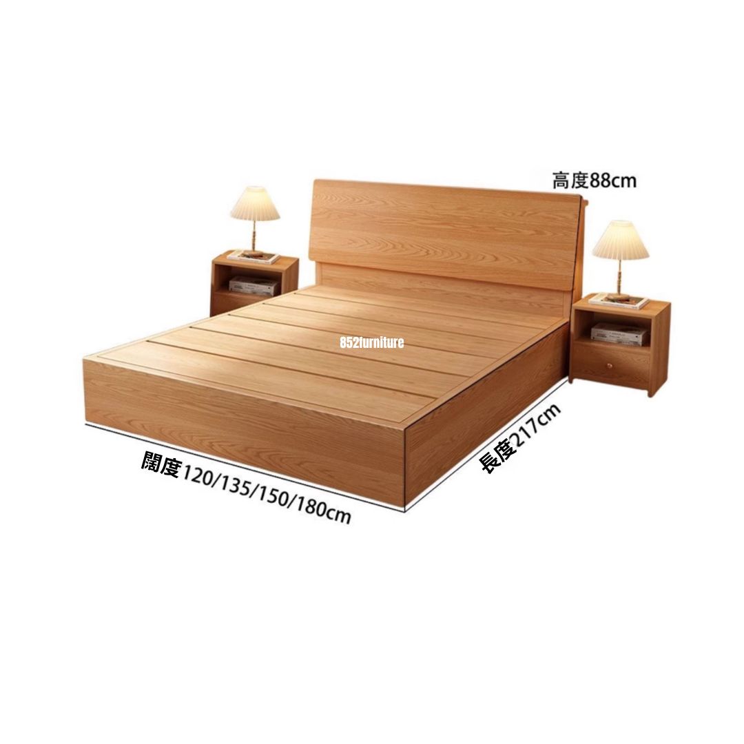 (包送貨安裝 | Delivery and Assembly Included) A584油壓木大床 (wooden hydraulic press bed frame)