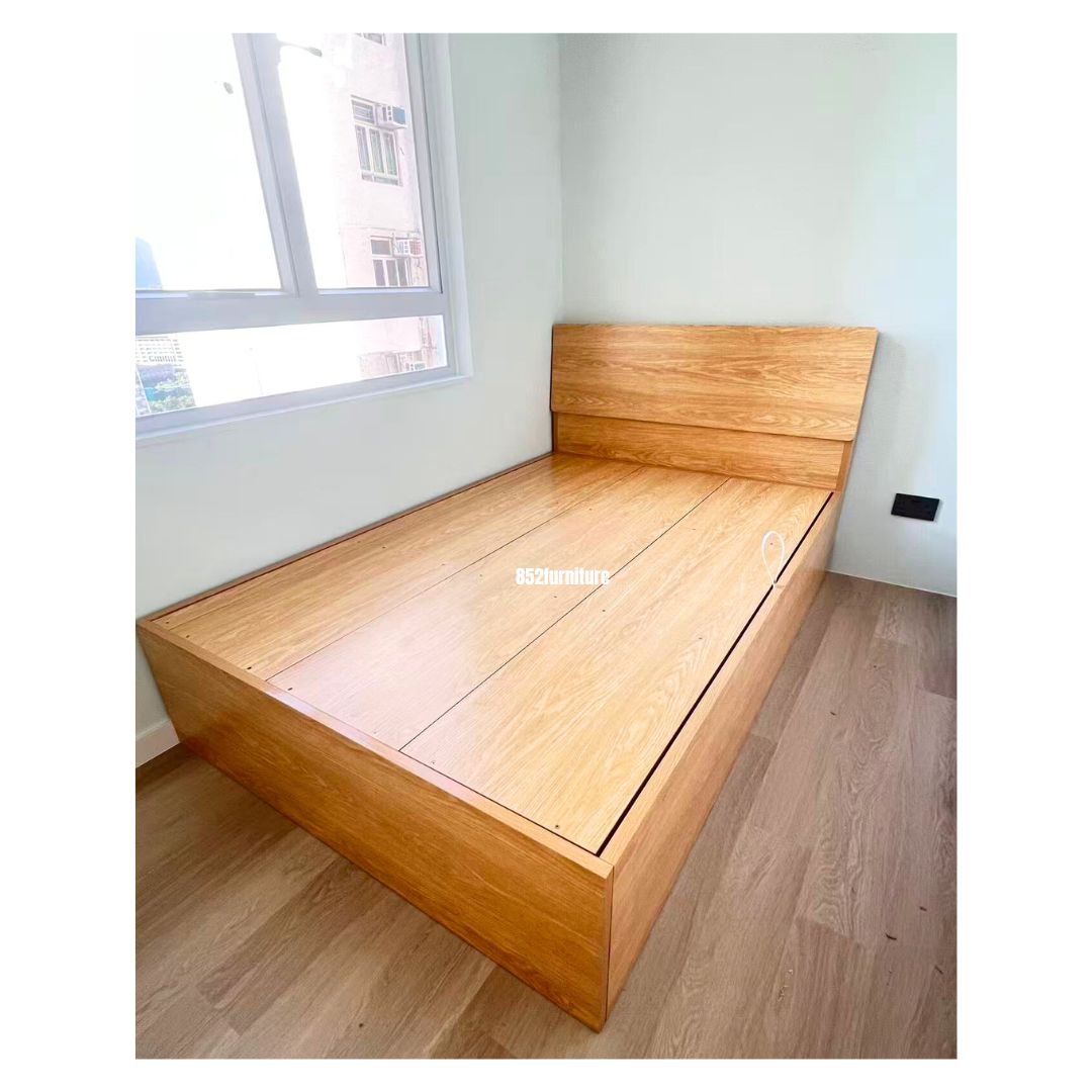(包送貨安裝 | Delivery and Assembly Included) A584油壓木大床 (wooden hydraulic press bed frame)