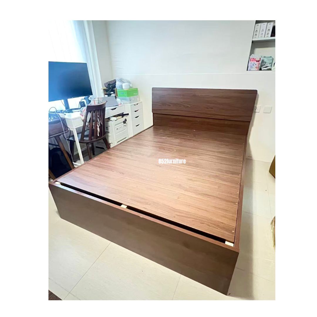(包送貨安裝 | Delivery and Assembly Included) A584油壓木大床 (wooden hydraulic press bed frame)
