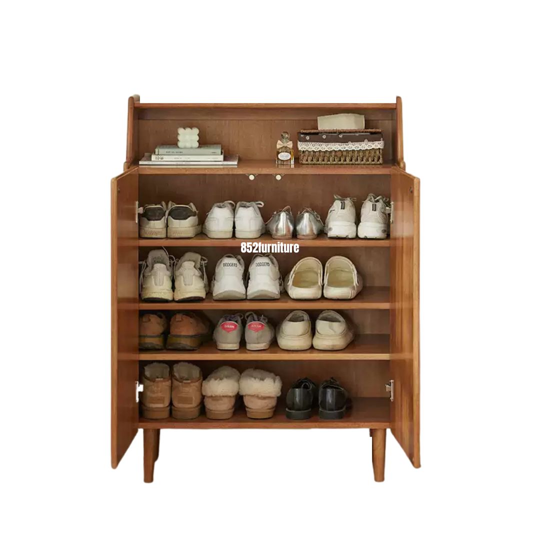 (包送貨安裝 | Delivery and Assembly Included) A601橡膠木日式鞋櫃(Wooden shoe cabinet)