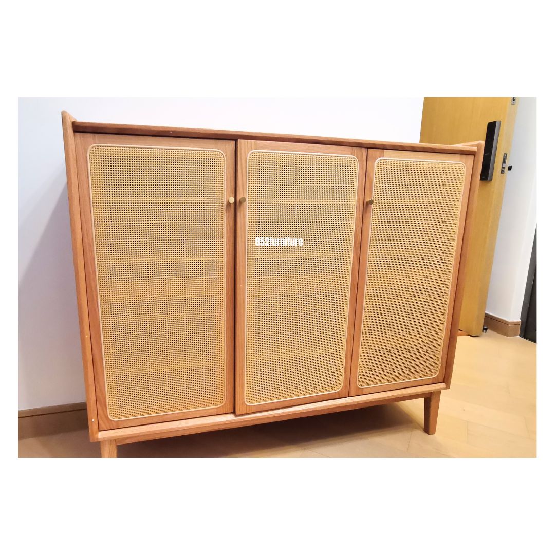 (包送貨安裝 | Delivery and Assembly Included) A586藤織面三門鞋櫃 (rattan shoe cabinet)