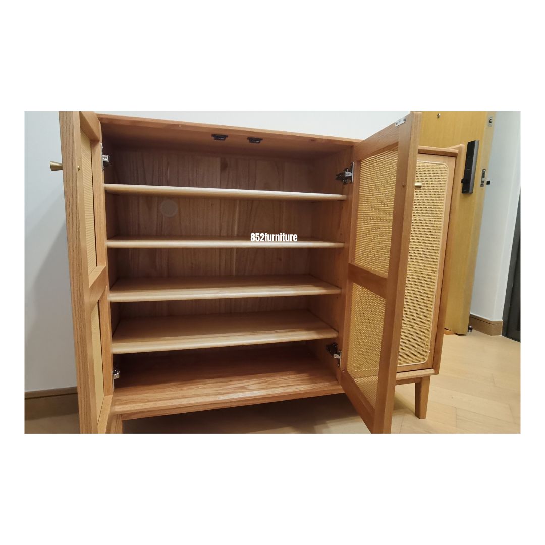(包送貨安裝 | Delivery and Assembly Included) A586藤織面三門鞋櫃 (rattan shoe cabinet)
