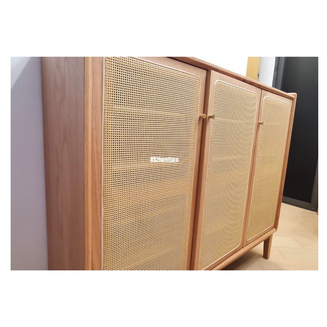 (包送貨安裝 | Delivery and Assembly Included) A586藤織面三門鞋櫃 (rattan shoe cabinet)