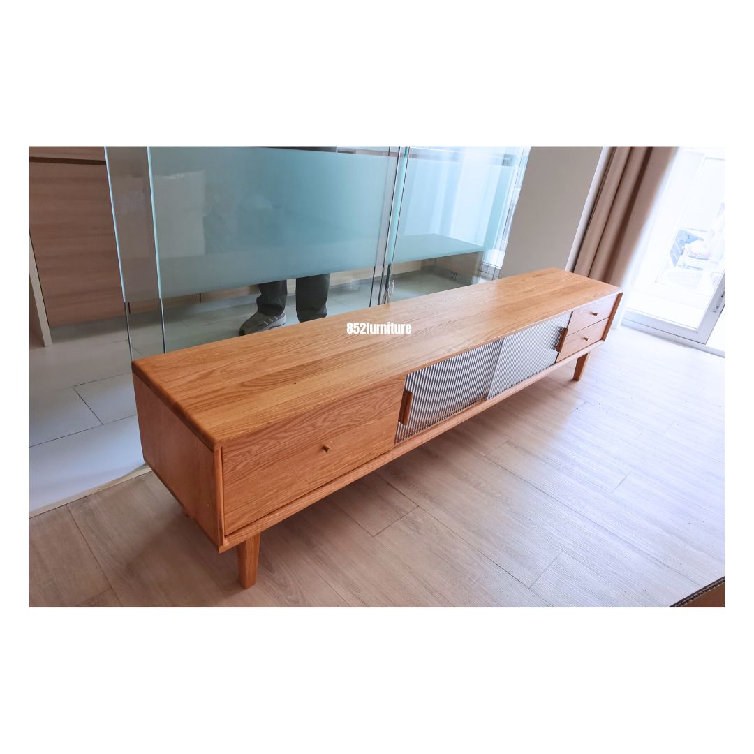 (包送貨安裝 | Delivery and Assembly Included) A614 日式長虹玻璃電視櫃 (tv cabinet)