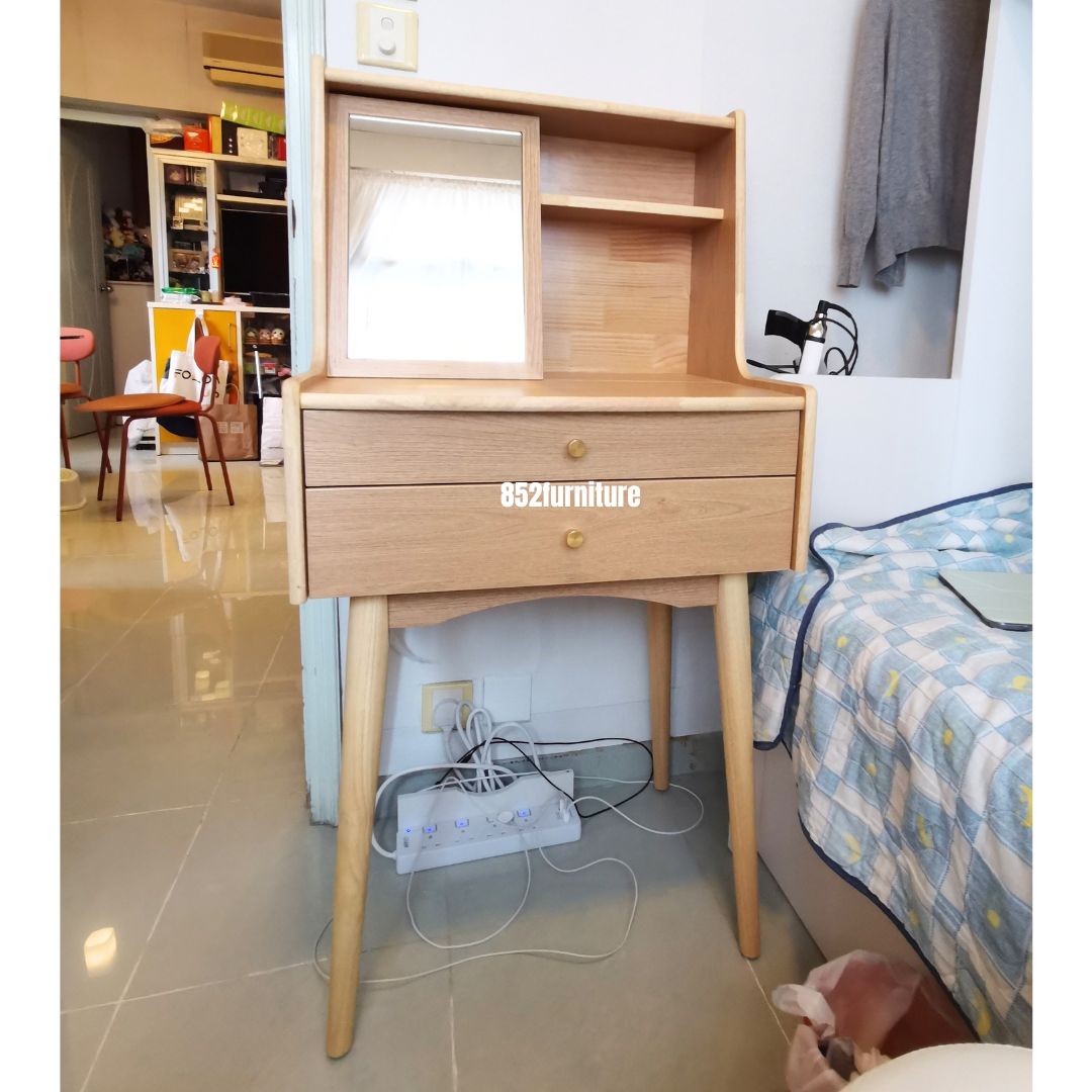 (包送貨安裝 | Delivery and Assembly Included) A590橡膠木梳妝台(不連椅, Dressing Table, No Chair)