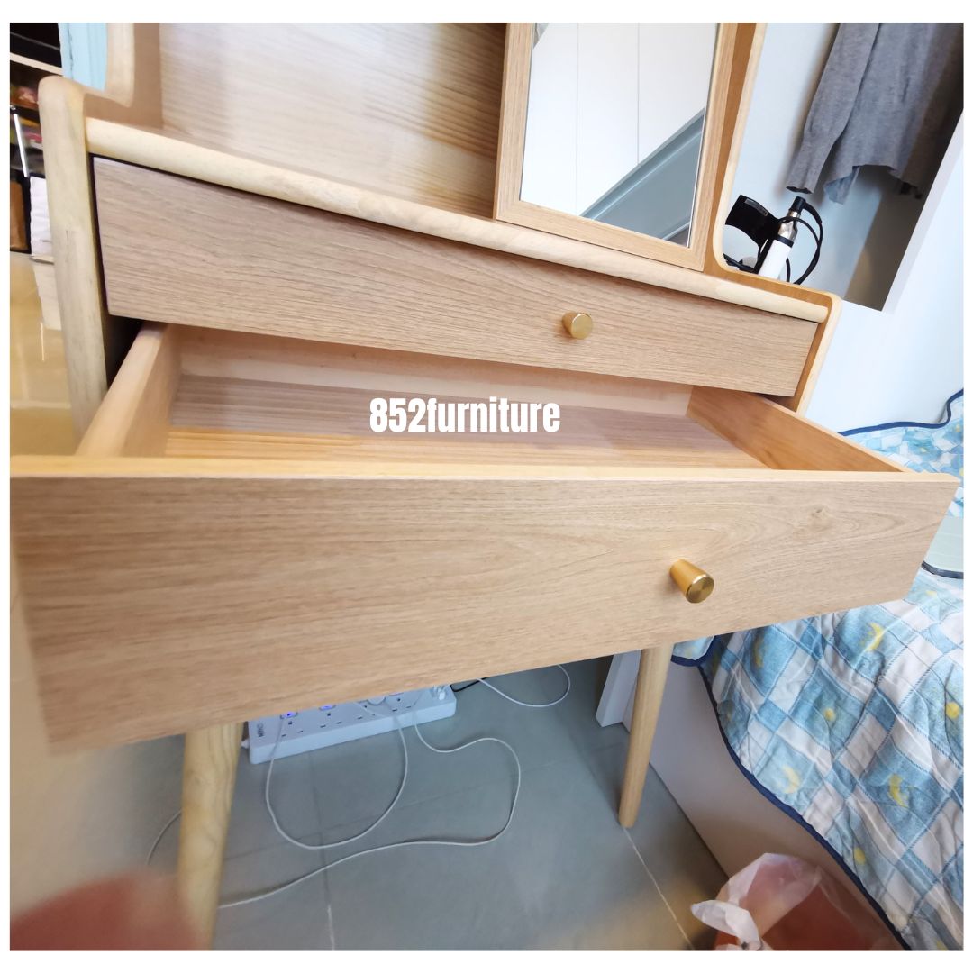 (包送貨安裝 | Delivery and Assembly Included) A590橡膠木梳妝台(不連椅, Dressing Table, No Chair)