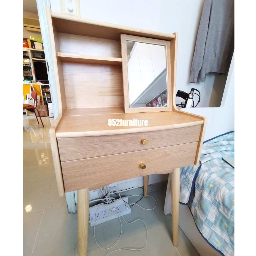 (包送貨安裝 | Delivery and Assembly Included) A590橡膠木梳妝台(不連椅, Dressing Table, No Chair)