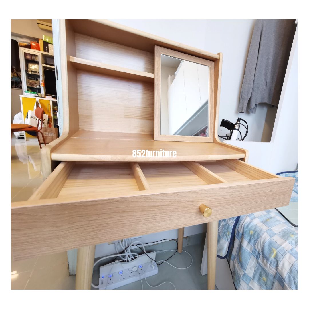 (包送貨安裝 | Delivery and Assembly Included) A590橡膠木梳妝台(不連椅, Dressing Table, No Chair)