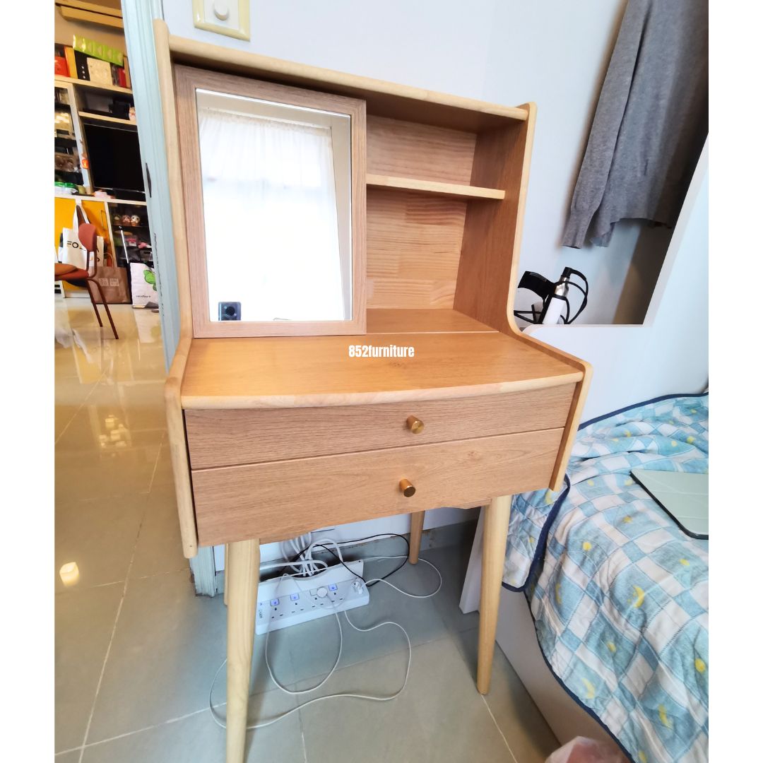(包送貨安裝 | Delivery and Assembly Included) A590橡膠木梳妝台(不連椅, Dressing Table, No Chair)