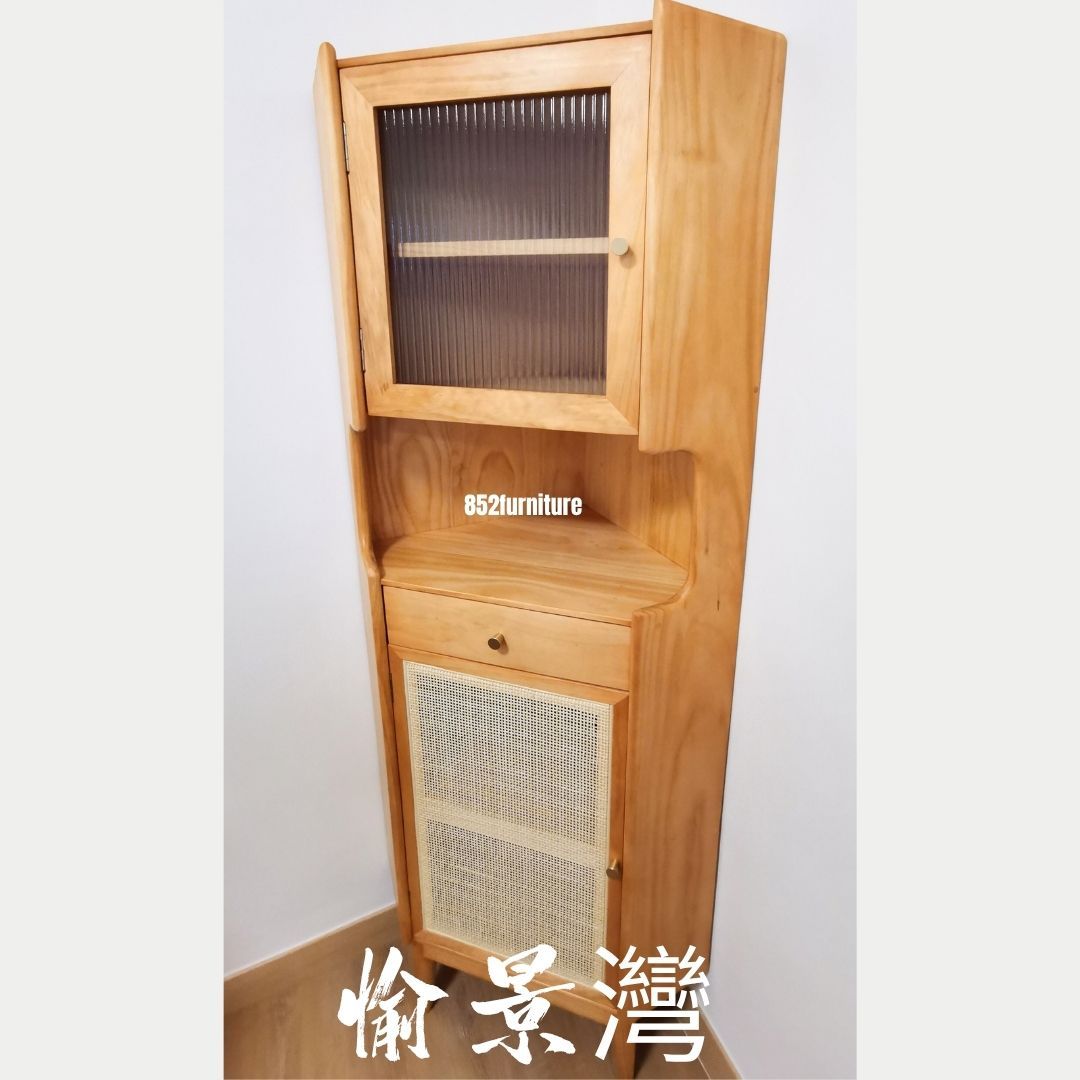 (包送貨安裝 | Delivery and Assembly Included)A080藤面轉角櫃 (Rattan Corner Cabinet)