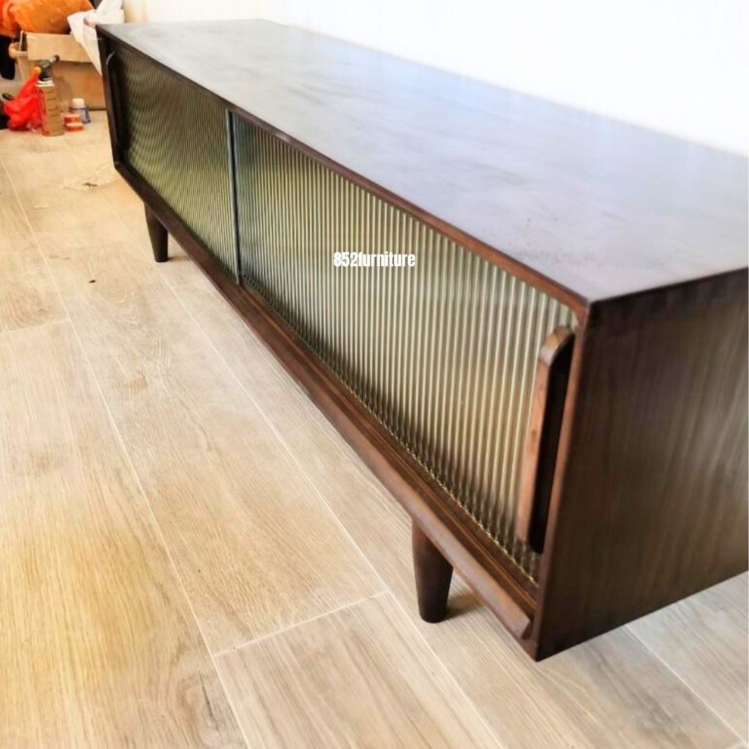 (包送貨安裝 | Delivery and Assembly Included) A256長虹玻璃電視櫃 (Reeded Glass Tv Cabinet)
