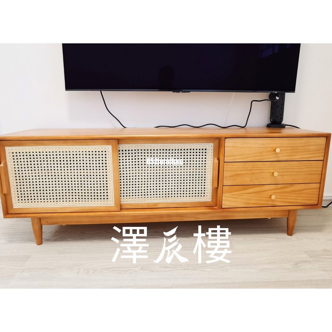(包送貨安裝 | Delivery and Assembly Included)  A202藤面日式電視櫃(Rattan Tv Cabinet)