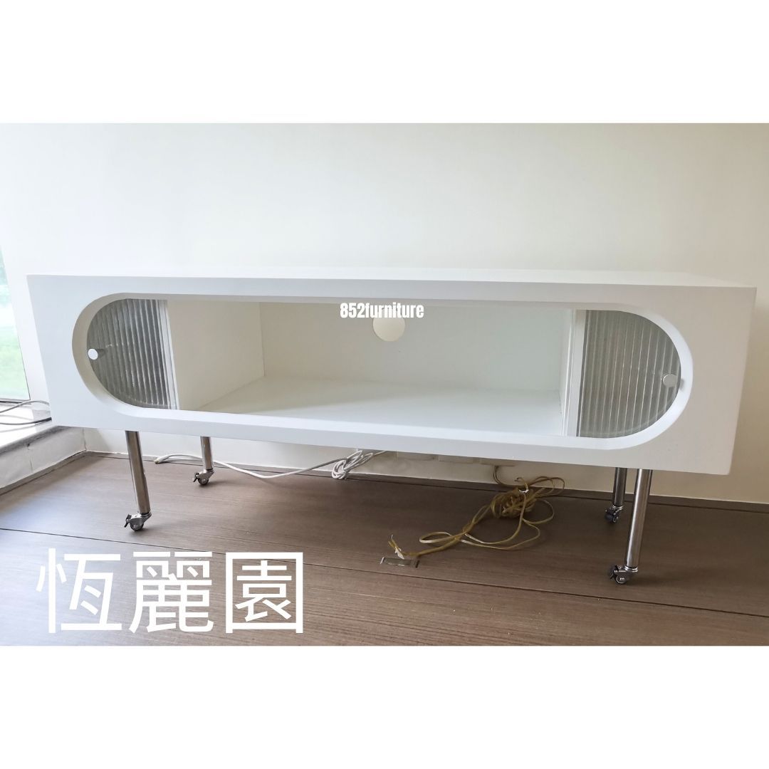 (包送貨安裝 | Delivery and Assembly Included)  A191复古玻璃電視櫃 (Retro tv cabinet)