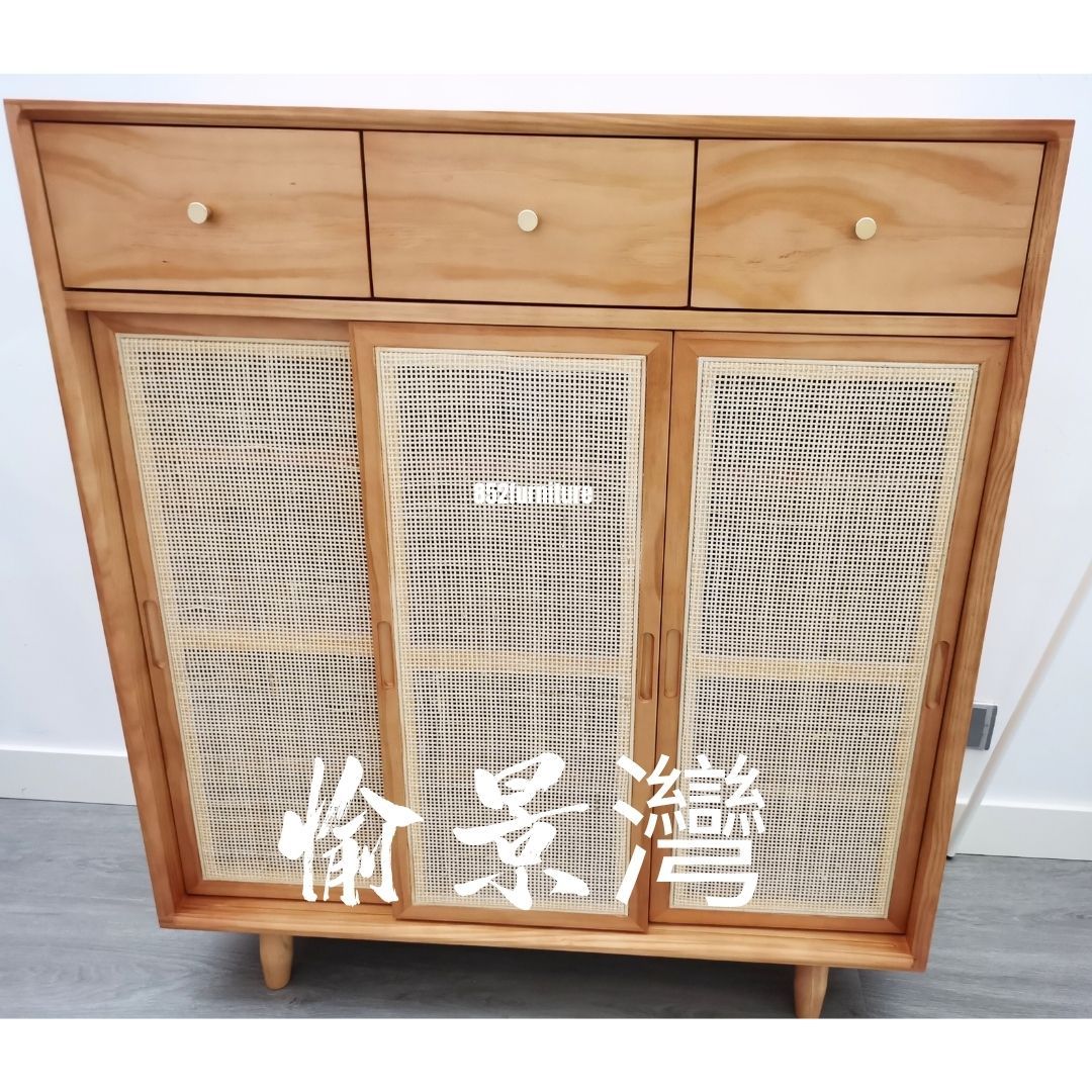 (包送貨安裝 | Delivery and Assembly Included) A126日式藤織面躺門鞋櫃 (rattan sliding doors shoe cabinet)