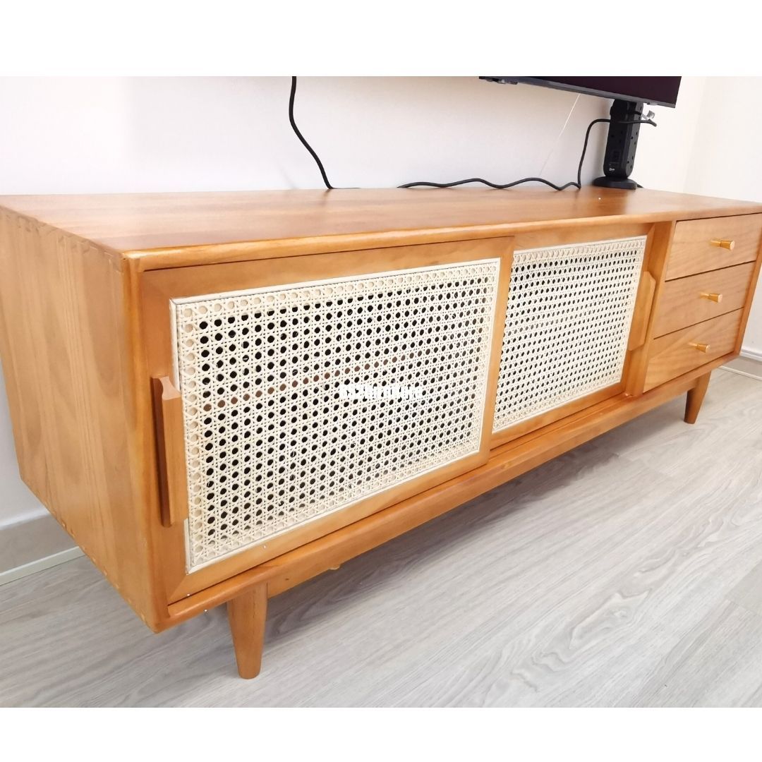 (包送貨安裝 | Delivery and Assembly Included)  A202藤面日式電視櫃(Rattan Tv Cabinet)