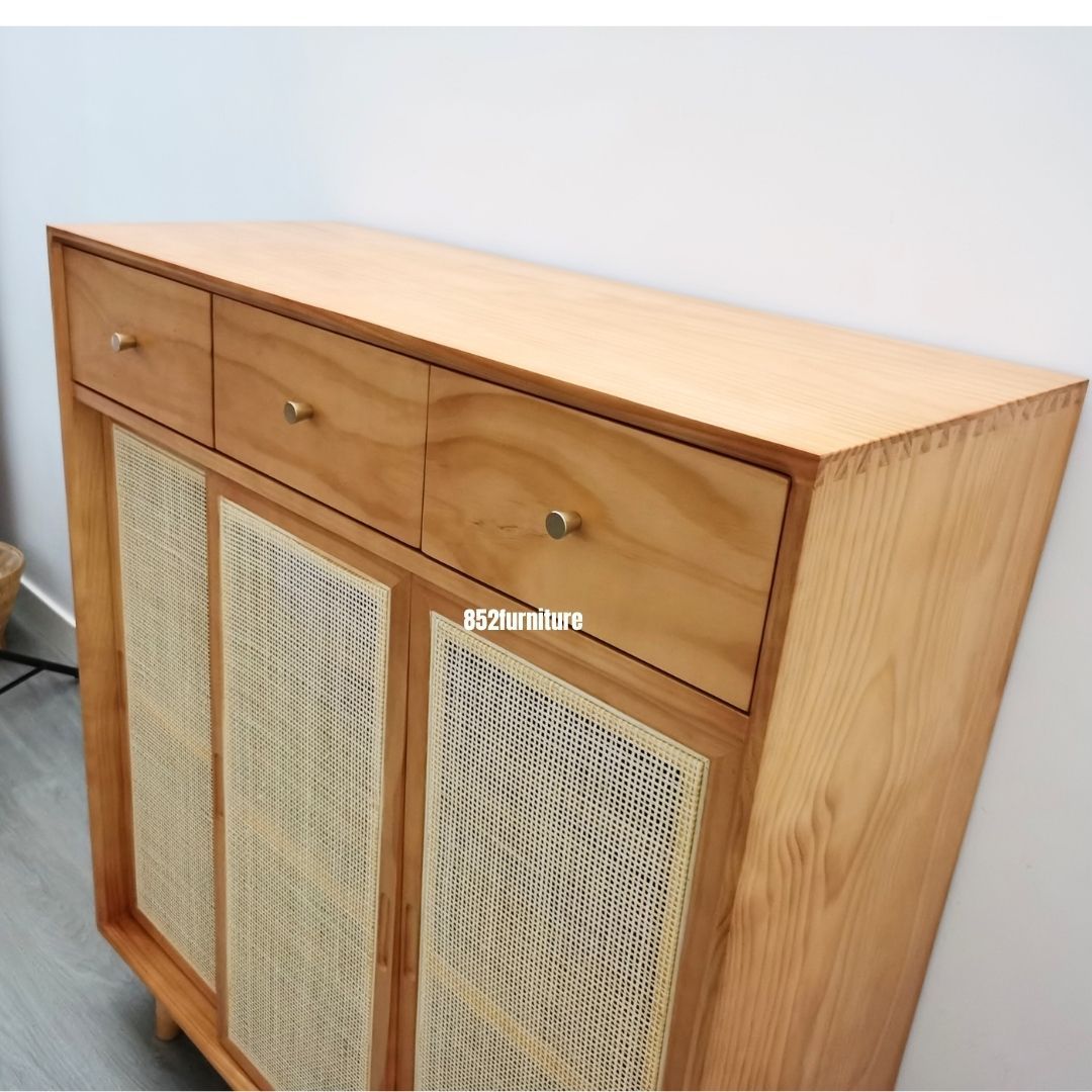 (包送貨安裝 | Delivery and Assembly Included) A126日式藤織面躺門鞋櫃 (rattan sliding doors shoe cabinet)