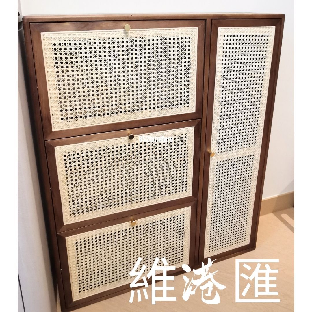 (包送貨安裝 | Delivery and Assembly Included) A155日式藤面鞋櫃(Rattan shoe cabinet)