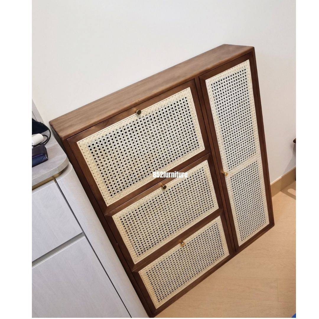 (包送貨安裝 | Delivery and Assembly Included) A155日式藤面鞋櫃(Rattan shoe cabinet)