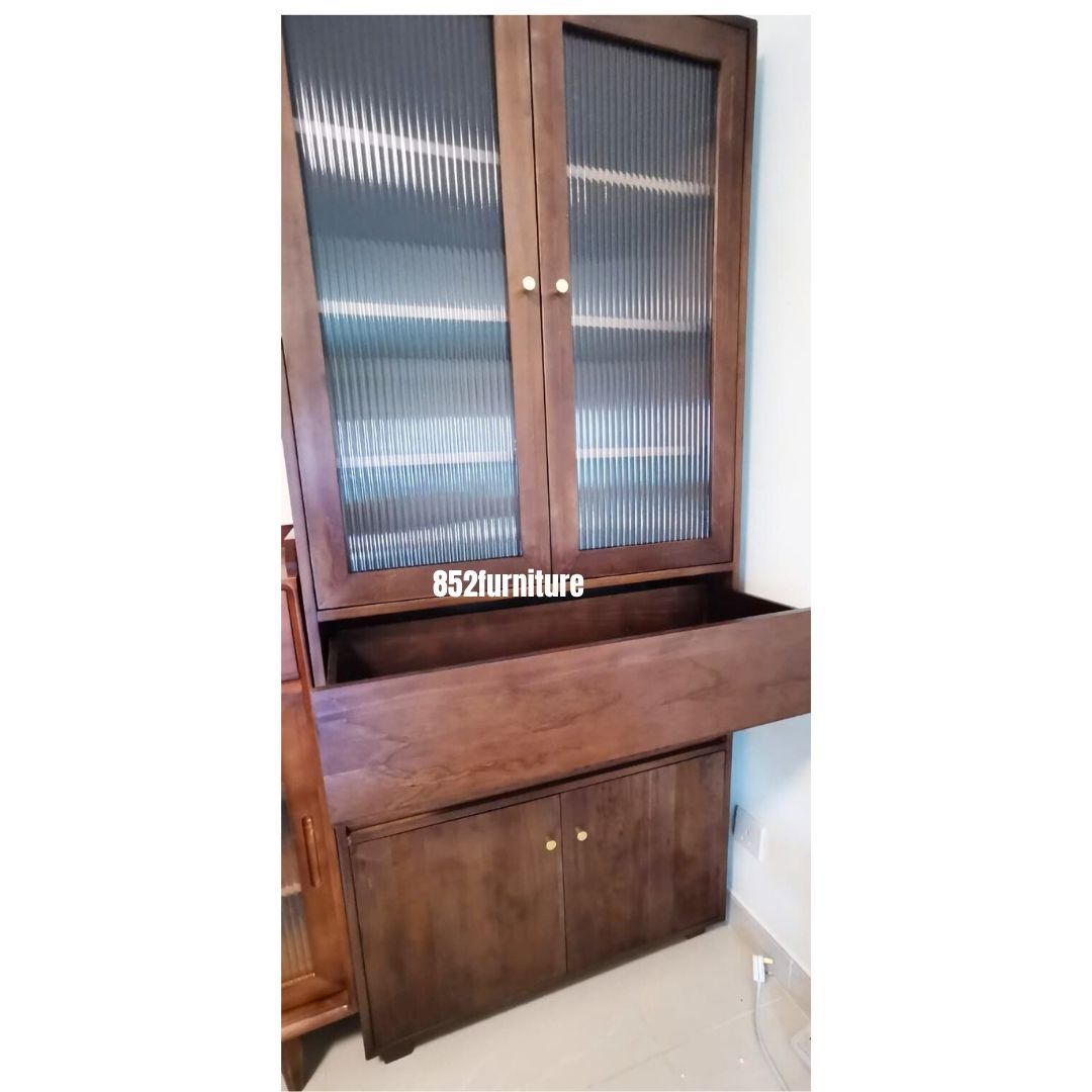 (包送貨安裝 | Delivery and Assembly Included) A072日式玻璃書櫃 (Reeded Glass Bookshelf)