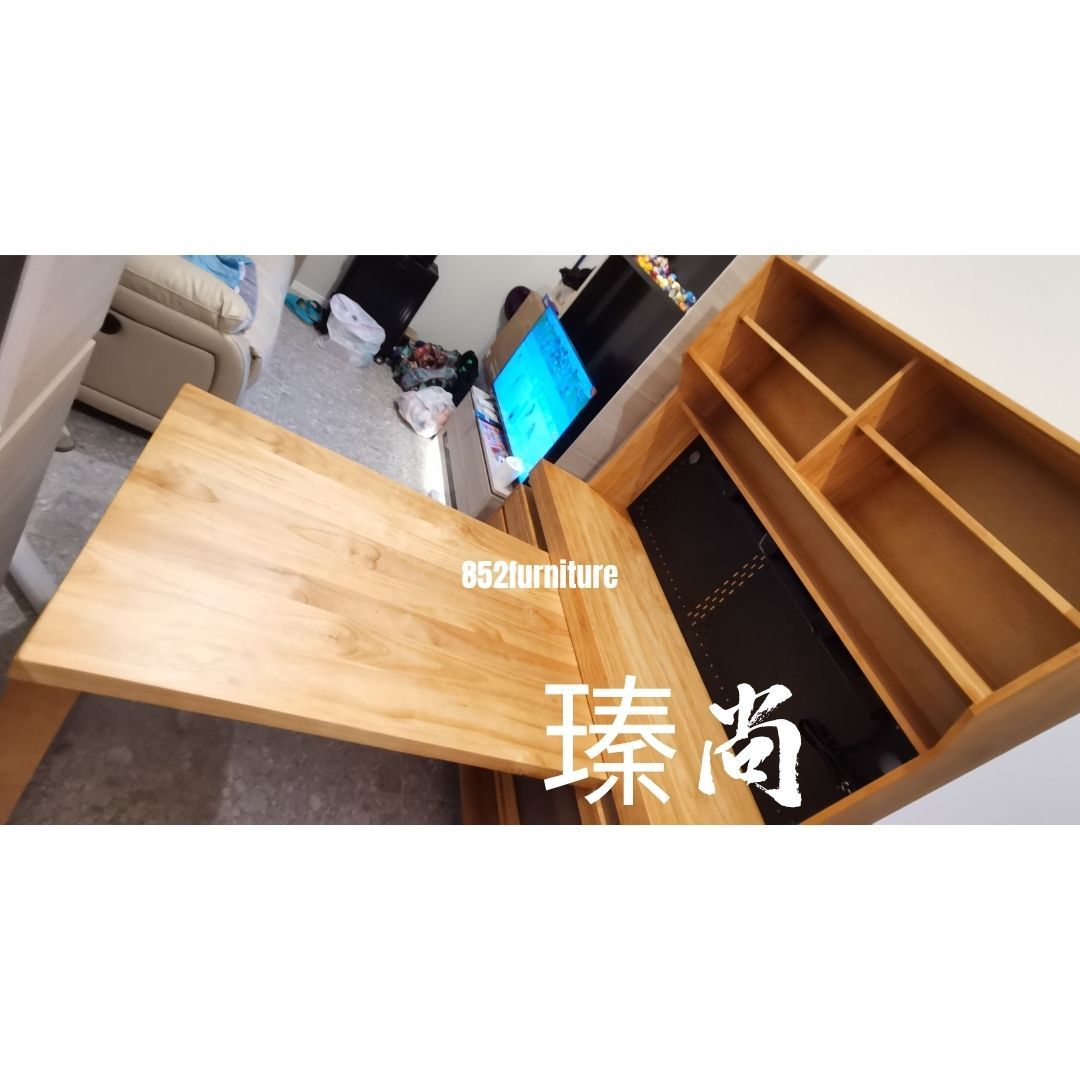 (包送貨安裝 | Delivery and Assembly Included) A566 內嵌旋轉餐桌日式餐邊櫃 (Built-in Rotatable Dining Table Sideboard)